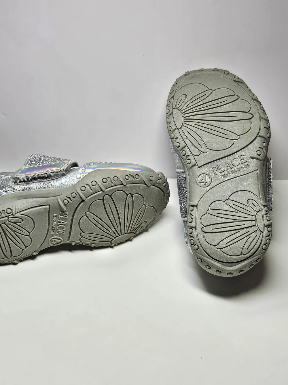 Kids Silver Holographic Mary Jane Shoes with Glitter Strap